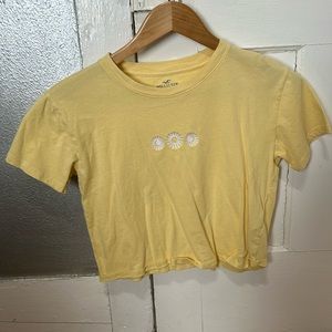 Cute yellow, boho Holister top